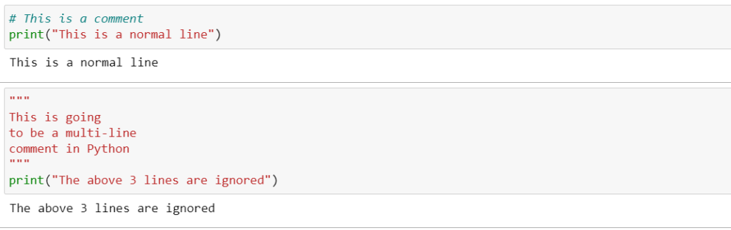 single line and multi line comments in Python